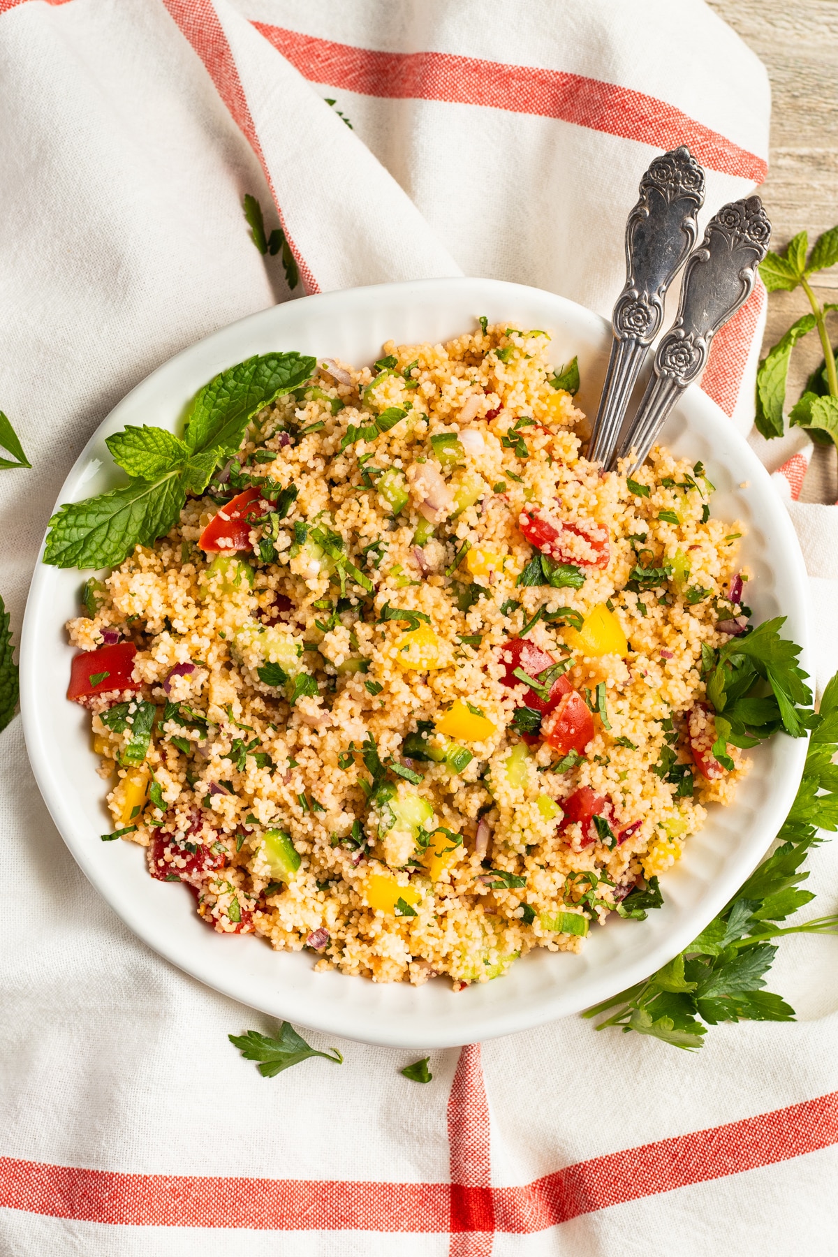 This is a picture of a bowl of couscous tabbouleh.