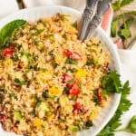 This is a picture of a bowl of French couscous tabbouleh.