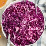 This is a picture of a bowl of red cabbage salad.