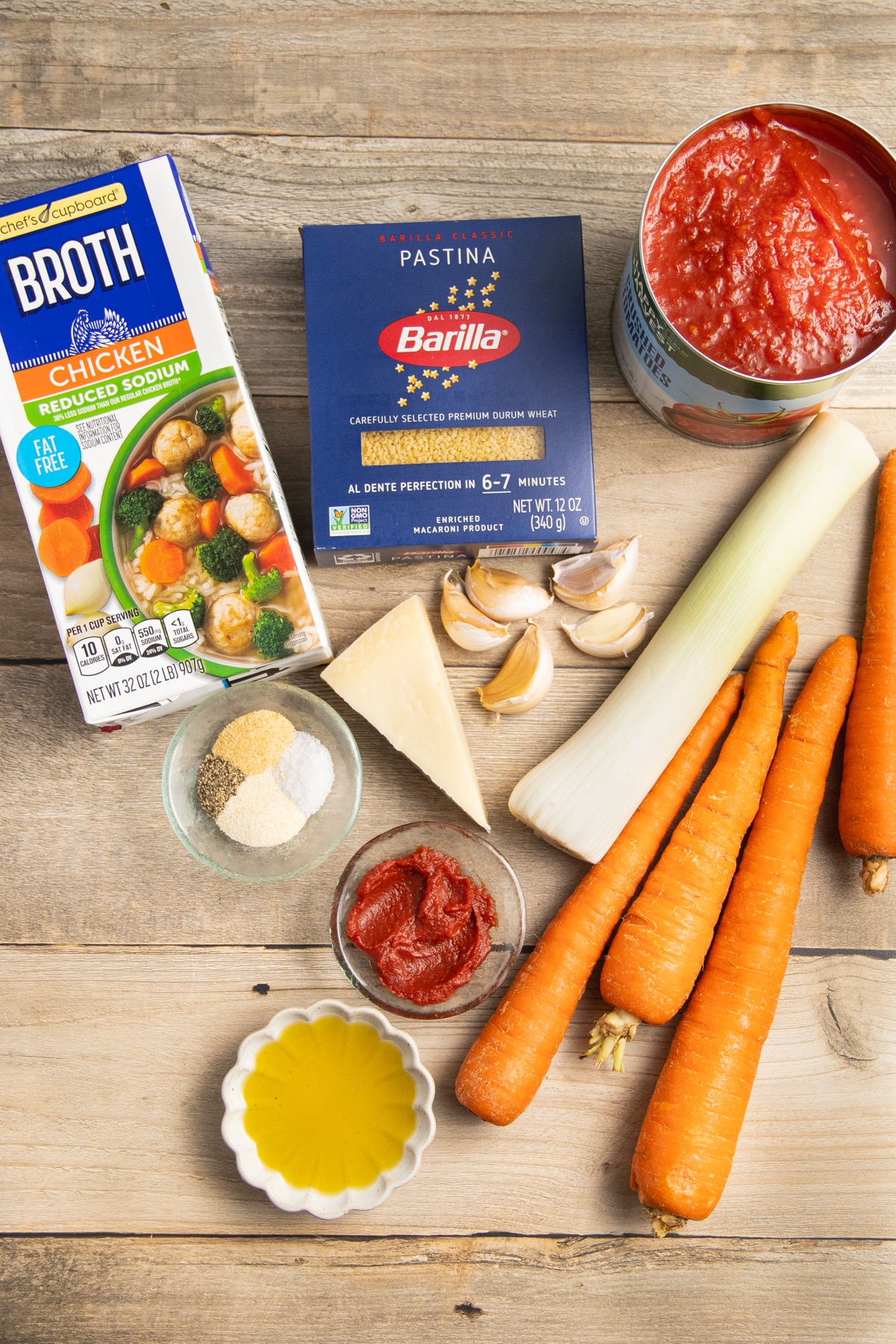 This is a picture of all the ingredients used to make this soup recipe.