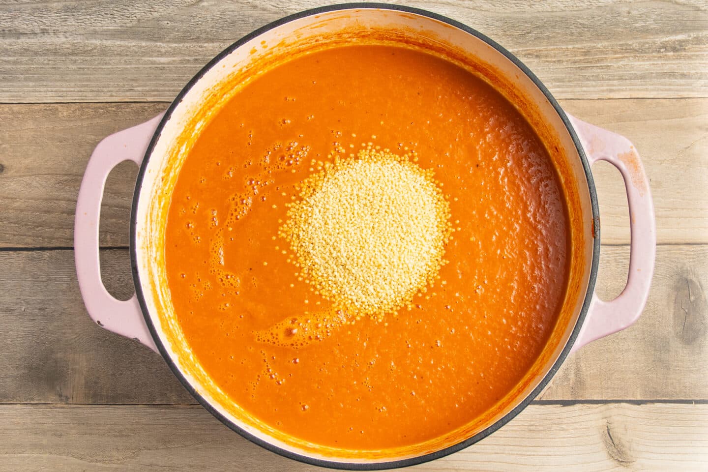 This is a picture of a pot with the soup and the pastina added.