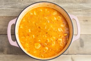 This is a picture of the pot with half and half added.