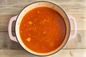 This is a picture of the pot with broth added.